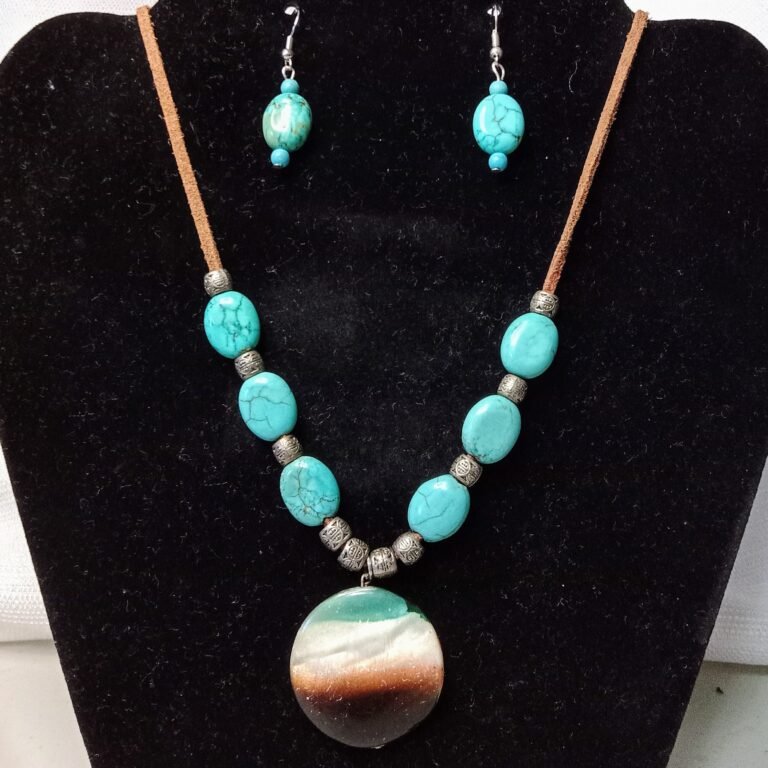 Turquoise Beads on Leather cord turquoise bead earrings